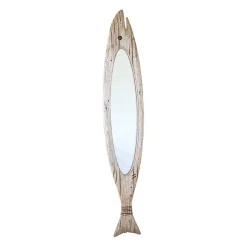 Carved Wooden Fish Wall Mirror