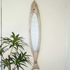 Carved Wooden Fish Wall Mirror