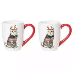 Cat Christmas Sweater Mugs, Set of 2