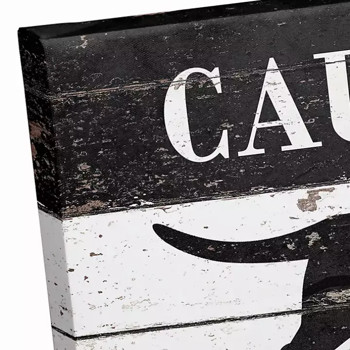 Caution Black Cat Crossing Halloween Canvas Print