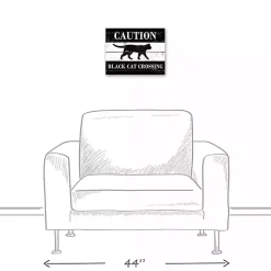 Caution Black Cat Crossing Halloween Canvas Print