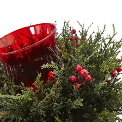 Cedar and Berry Candle Ring Centerpiece