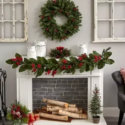 Cedar and Berry Candle Ring Centerpiece
