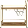 Celeste Gold Metal and Wood Bar Cart