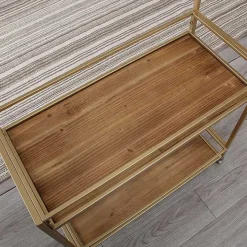 Celeste Gold Metal and Wood Bar Cart
