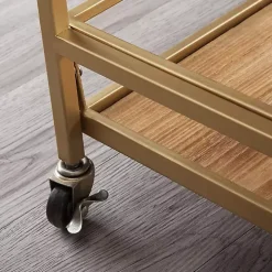 Celeste Gold Metal and Wood Bar Cart