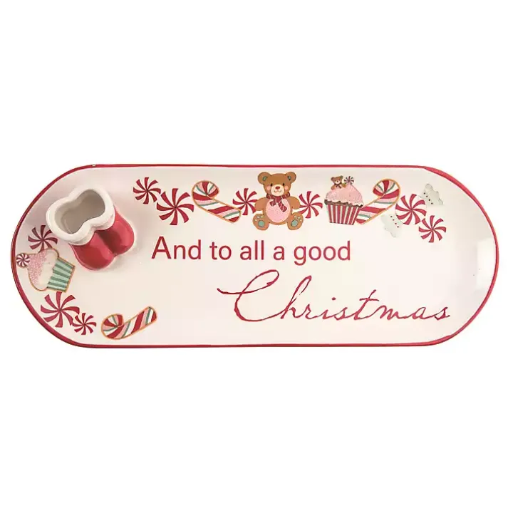 Ceramic Santa Boots Christmas Serving Tray