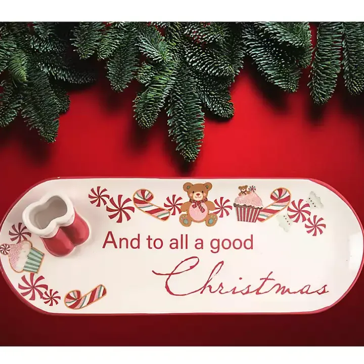 Ceramic Santa Boots Christmas Serving Tray