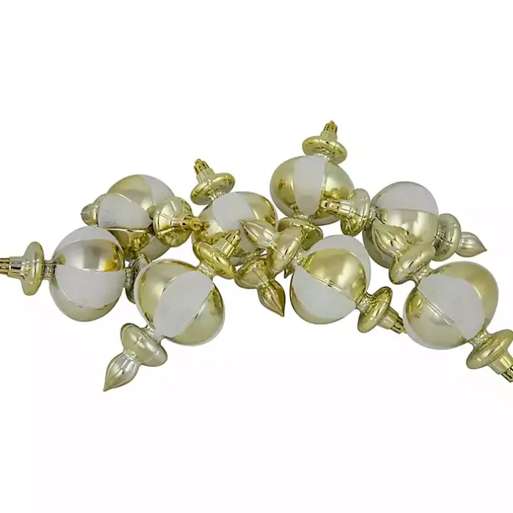 Champagne and White Finial Ornaments, Set of 8