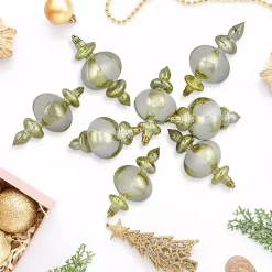 Champagne and White Finial Ornaments, Set of 8