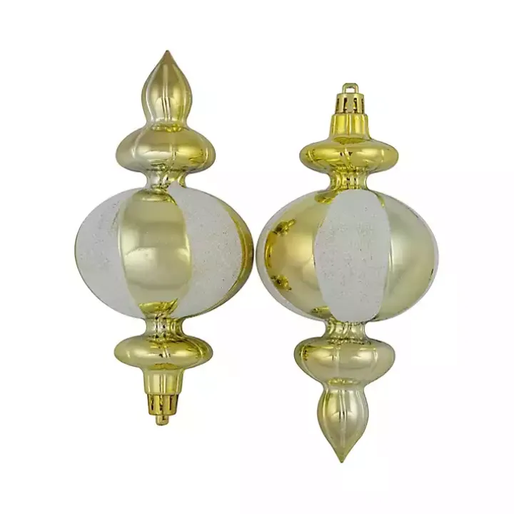 Champagne and White Finial Ornaments, Set of 8