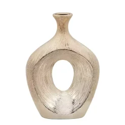 Champagne Gold Ceramic Cut-Out Vase, 13 in.