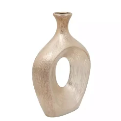 Champagne Gold Ceramic Cut-Out Vase, 13 in.
