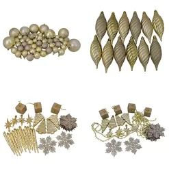 Champagne Gold Shatterproof Christmas Ornament Set