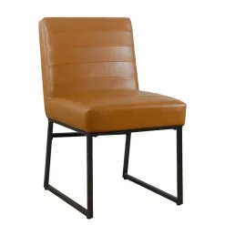 Channeled Carmel Leather Dining Chair