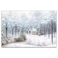 Chapel in a Winter Forest Canvas Art Print
