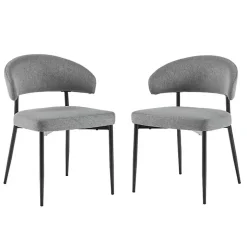 Charcoal and Black Curved Dining Chairs, Set of 2