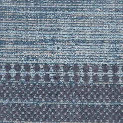 Charcoal and Blue Stripes Fringe Area Rug, 7x10