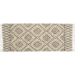 Charcoal and Ivory Linear Fringe Runner, 2x6