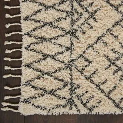 Charcoal and Ivory Linear Fringe Runner, 2x6