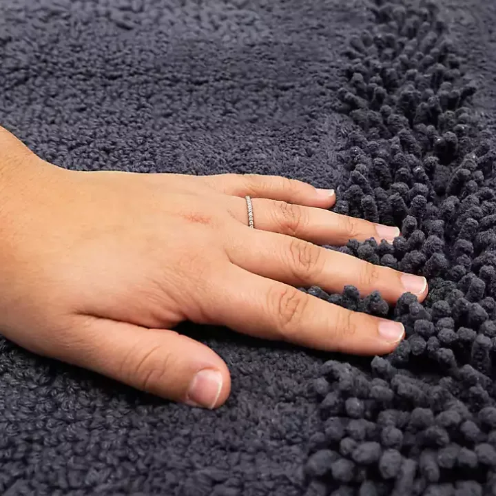 Charcoal Asymmetrical Cotton Bath Mat