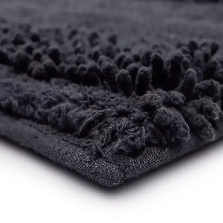 Charcoal Asymmetrical Cotton Bath Mat