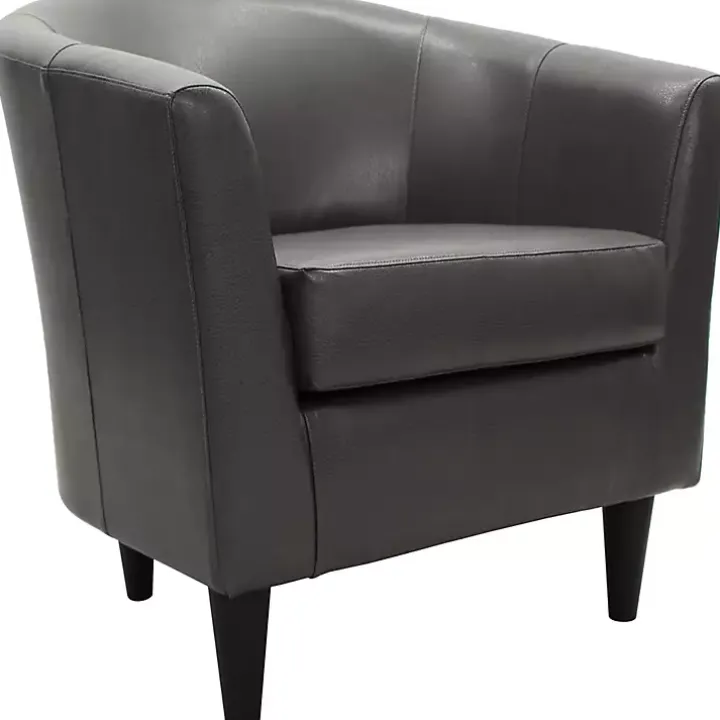 Charcoal Faux Leather Winslow Accent Chair