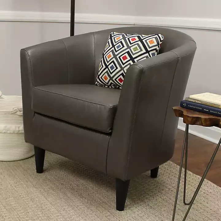 Charcoal Faux Leather Winslow Accent Chair