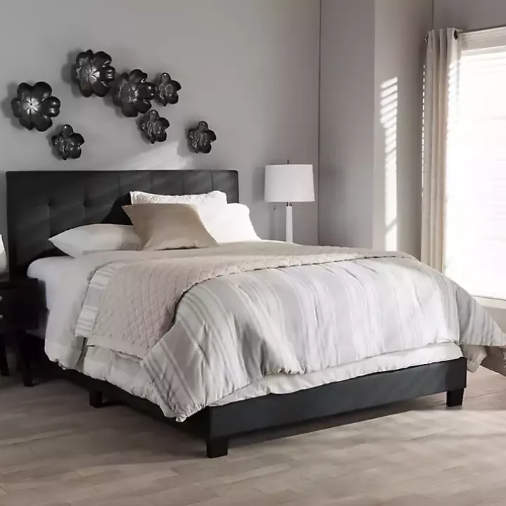Charcoal Gray Tufted Modern Queen Bed