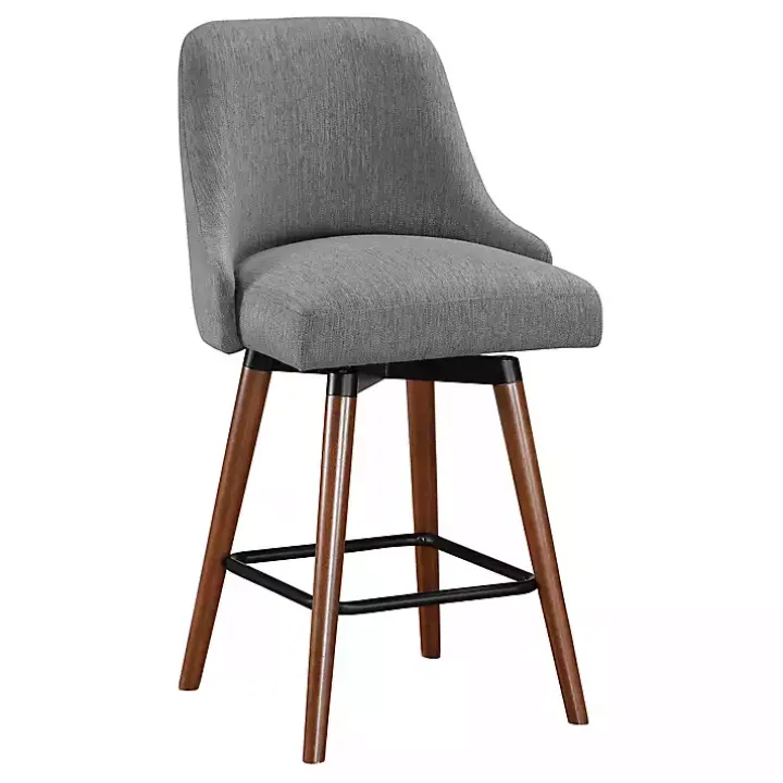 Charcoal Mid-Century Modern Swivel Counter Stool