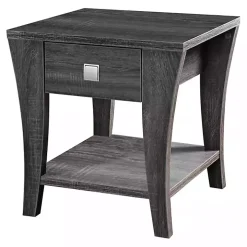 Charcoal Wood Single Drawer Side Table