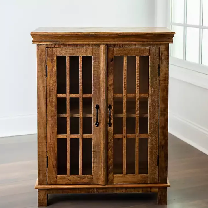 Charlie Natural Mango Wood Windowpane Cabinet