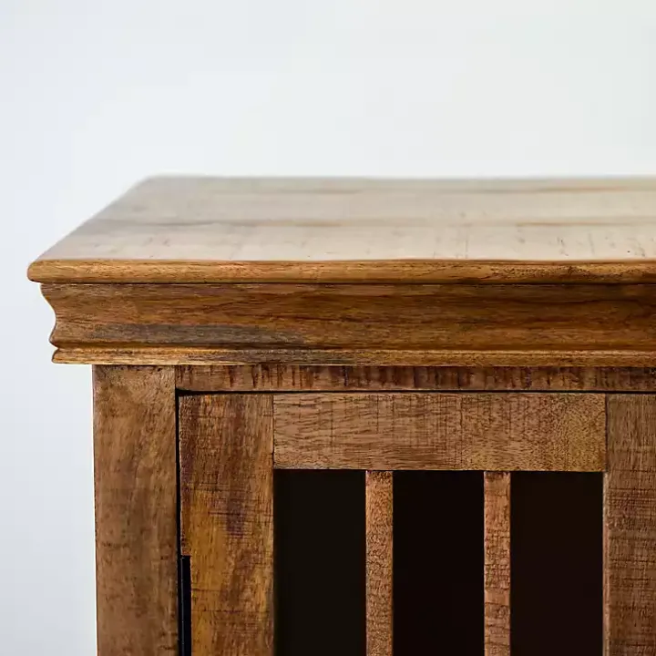 Charlie Natural Mango Wood Windowpane Cabinet