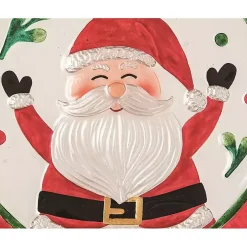 Cheerful Santa Glass Serving Platter