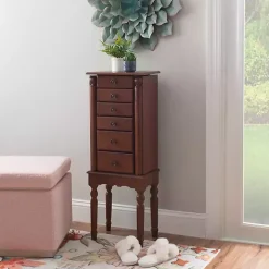 Cherry 5-Drawer Ollie Petite Jewelry Armoire