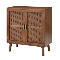 Cherry Wood Frame Rattan Front Cabinet