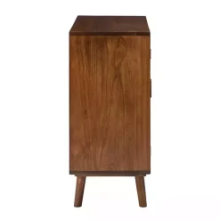 Cherry Wood Frame Rattan Front Cabinet