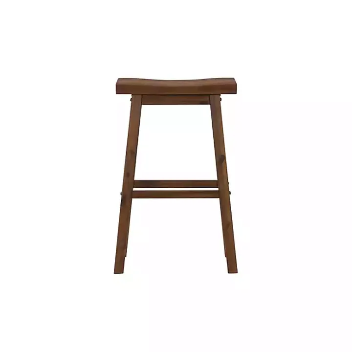 Chestnut Wire Brush Saddle Bar Stools, Set of 2