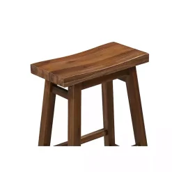 Chestnut Wire Brush Saddle Bar Stools, Set of 2