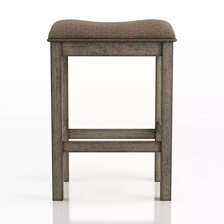 Chestnut Wood Upholstered Counter Stools, Set of 2