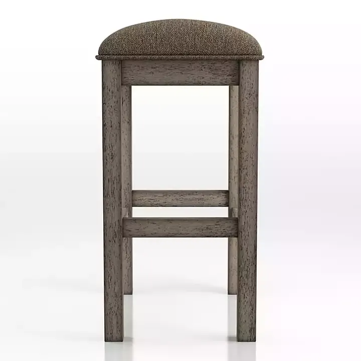 Chestnut Wood Upholstered Counter Stools, Set of 2