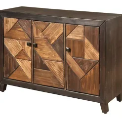 Chevron 3-Door Wooden Credenza