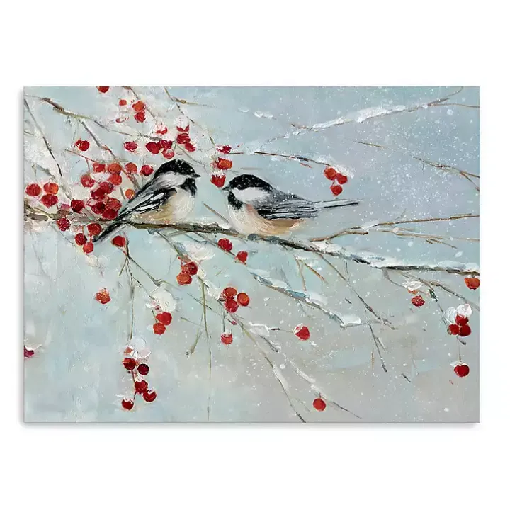 Chickadees in Winter Canvas Art Print