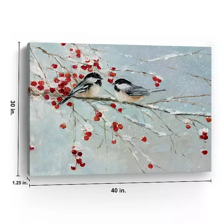 Chickadees in Winter Canvas Art Print