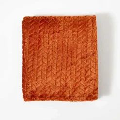Chili Heavenly Herringbone Plush Throw