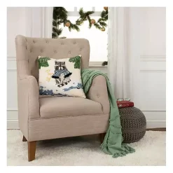 Chilly Racoon Embroidered Throw Pillow