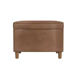 Chocolate Brown Faux Leather Storage Ottoman