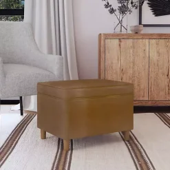 Chocolate Brown Faux Leather Storage Ottoman