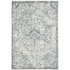 Cholet Ivory Blue Medallion Area Rug, 5x7