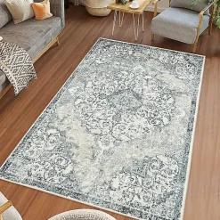 Cholet Ivory Blue Medallion Area Rug, 5x7